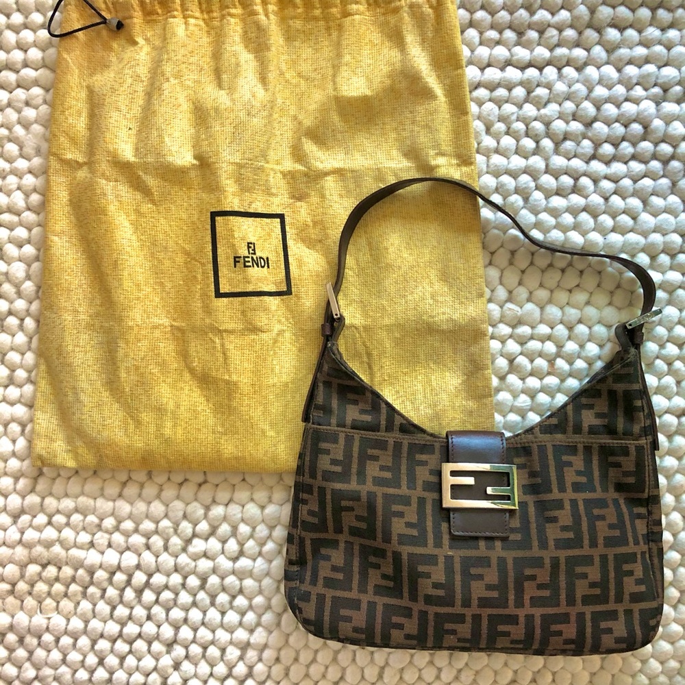 Authentic FENDI Canvas Zucca Mama Baguette